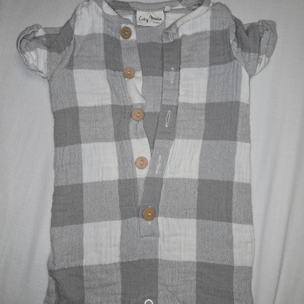 Gray and White Kids Romper